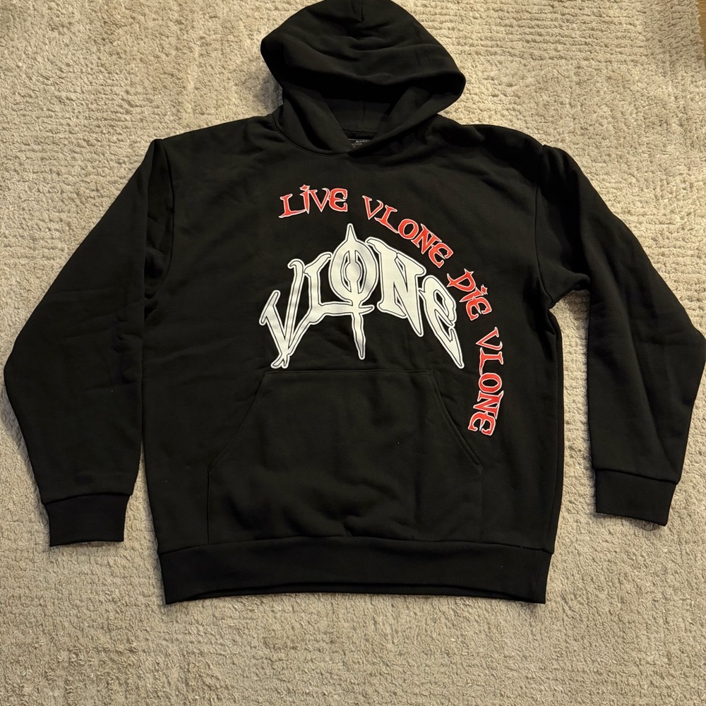VLONE Black Hoodie with Blue and White Lettering - Picture 8 of 10